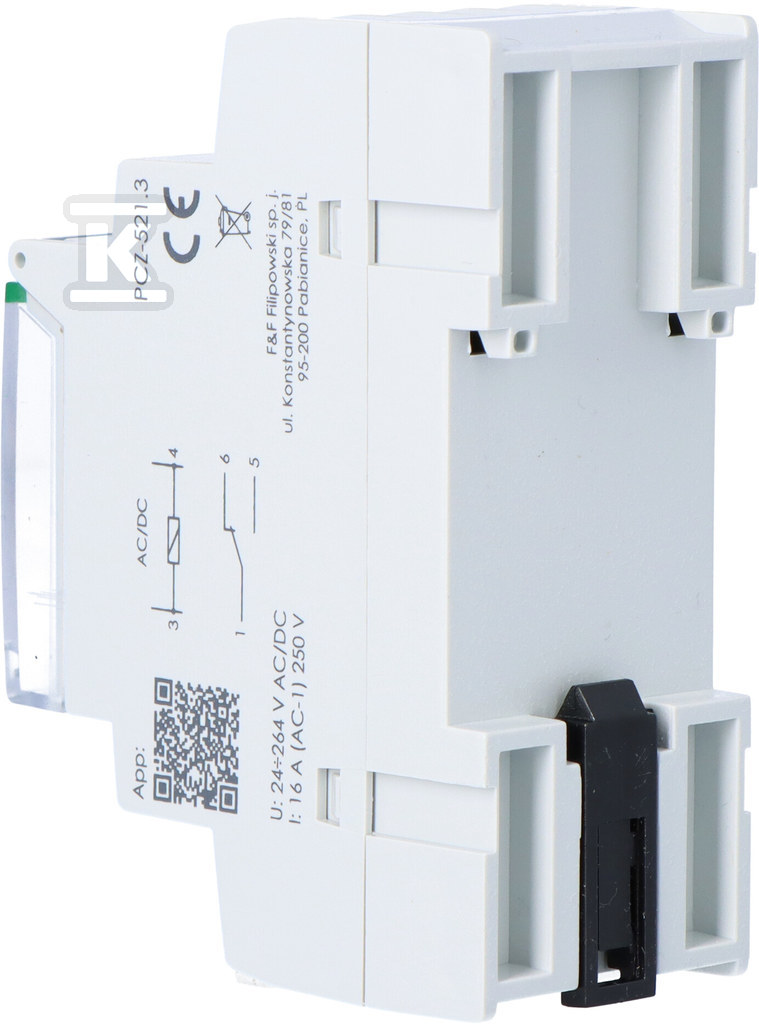 Zegar sterujący programowalny PCZ-521.3 jednokanałowy, NFC, 250 komórek pamięci, styki: 1P, I=16A, 24÷264V AC/DC, 2 moduły - obrazek 3