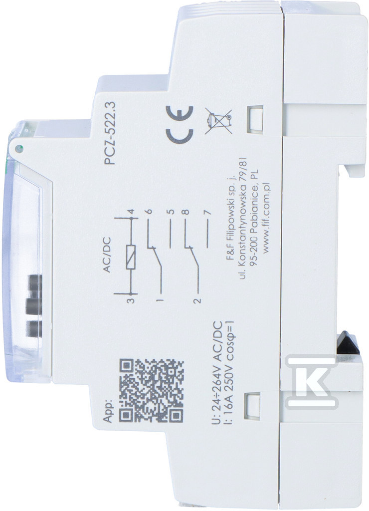 Zegar sterujący programowalny PCZ-522.3 dwukanałowy, NFC, 2x250 komórek pamięci, styki: 2x1P, I=16A, 24÷264V AC/DC, 2 moduły - obrazek 2