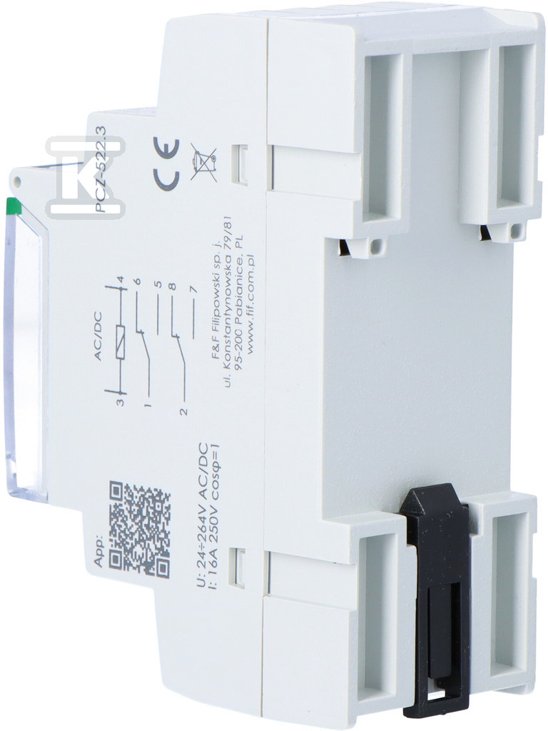 Zegar sterujący programowalny PCZ-522.3 dwukanałowy, NFC, 2x250 komórek pamięci, styki: 2x1P, I=16A, 24÷264V AC/DC, 2 moduły - obrazek 3