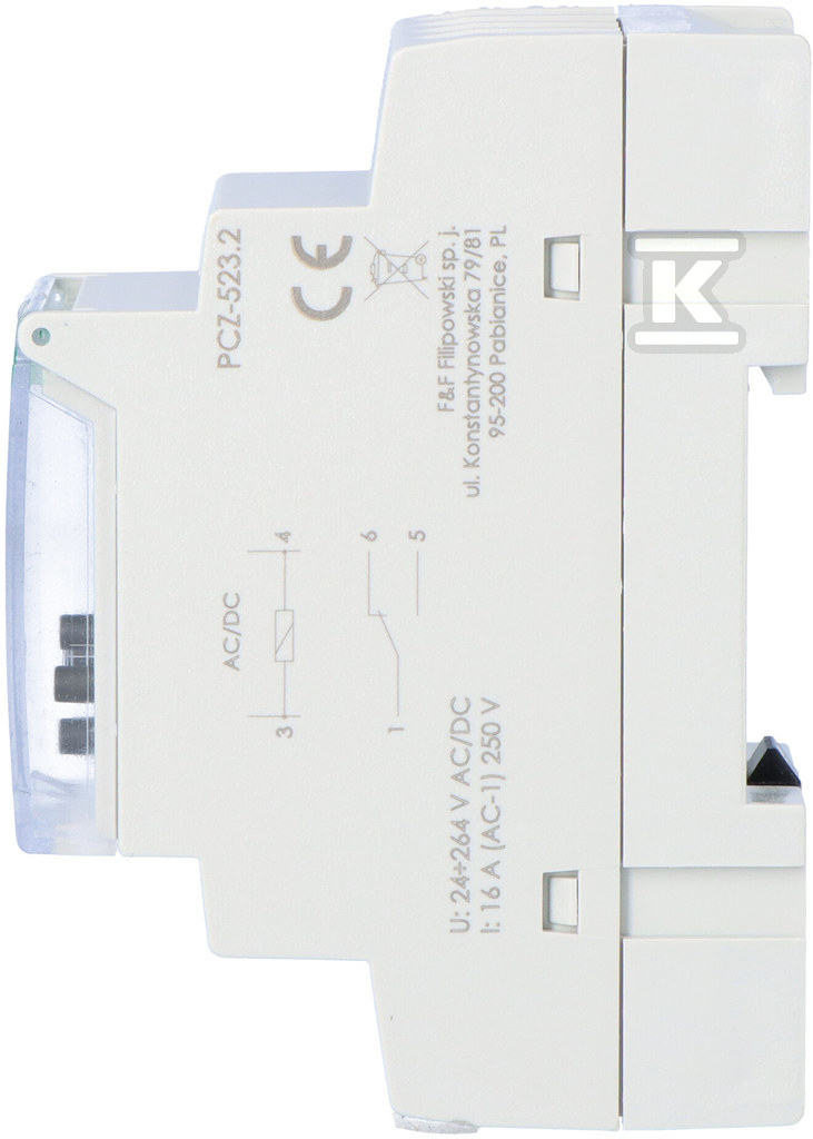Zegar sterujący programowalny PCZ-523 impulsowy, 2x125 wpisów, styk: 1P, I=16A, 24÷264V AC/DC, 2 moduły - obrazek 2