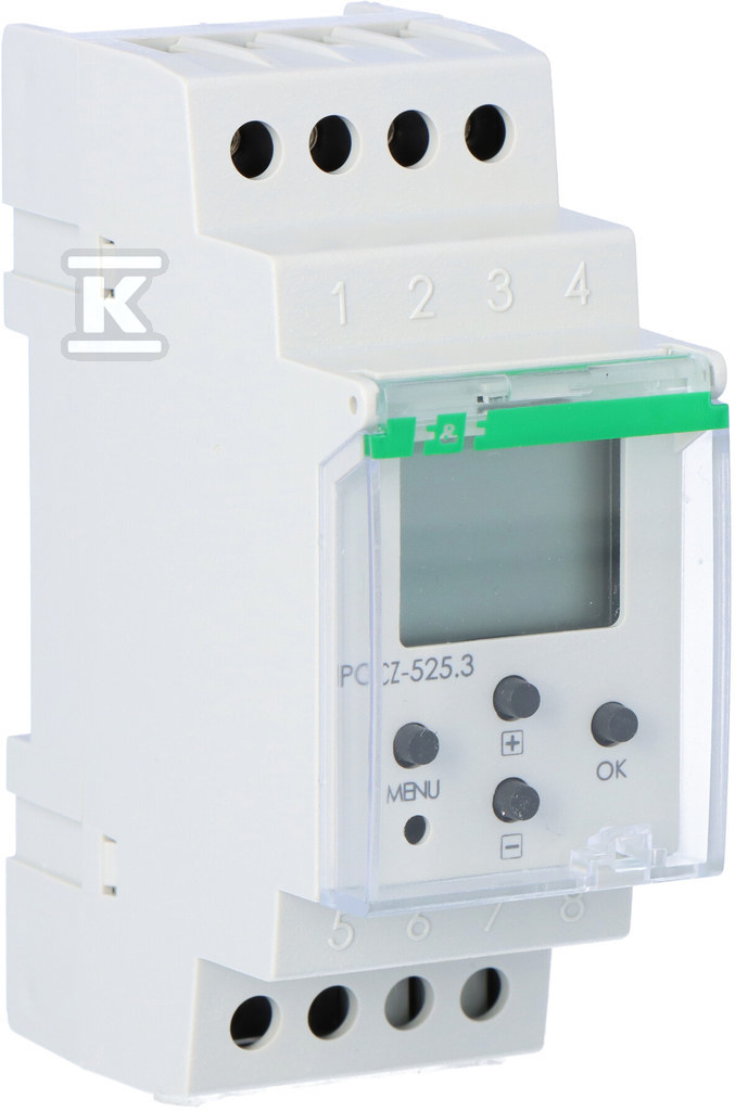 Zegar sterujący programowalny PCZ-525.3 astronomiczny z przerwą nocną, NFC, styki: 1P, I=16A, 24÷264V AC/DC, 2 moduły
