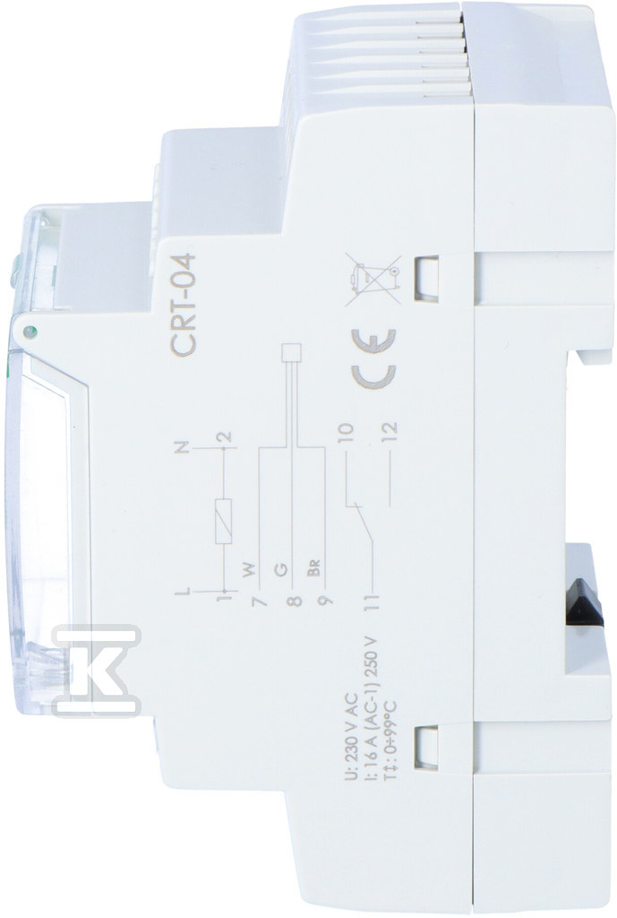 Cyfrowy regulator temperatury CRT-04, zakres regulacji 0-60° C, z sondą w komplecie, I=16A, 3 moduły - obrazek 2