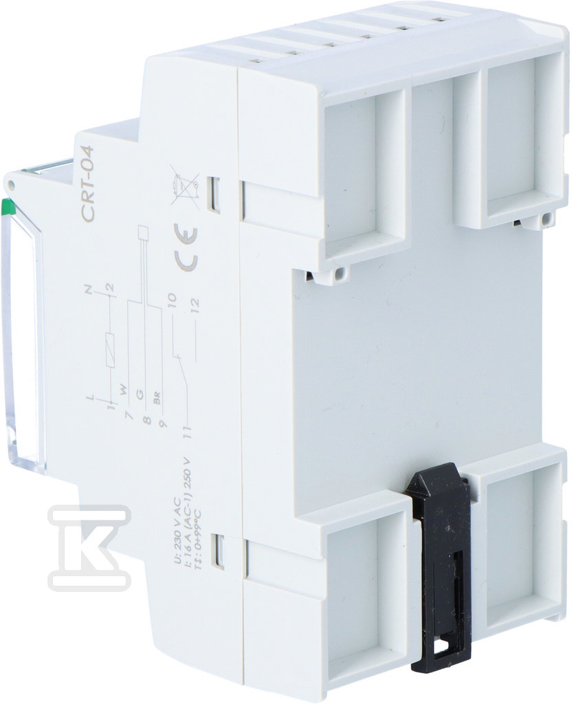 Cyfrowy regulator temperatury CRT-04, zakres regulacji 0-60° C, z sondą w komplecie, I=16A, 3 moduły - obrazek 3