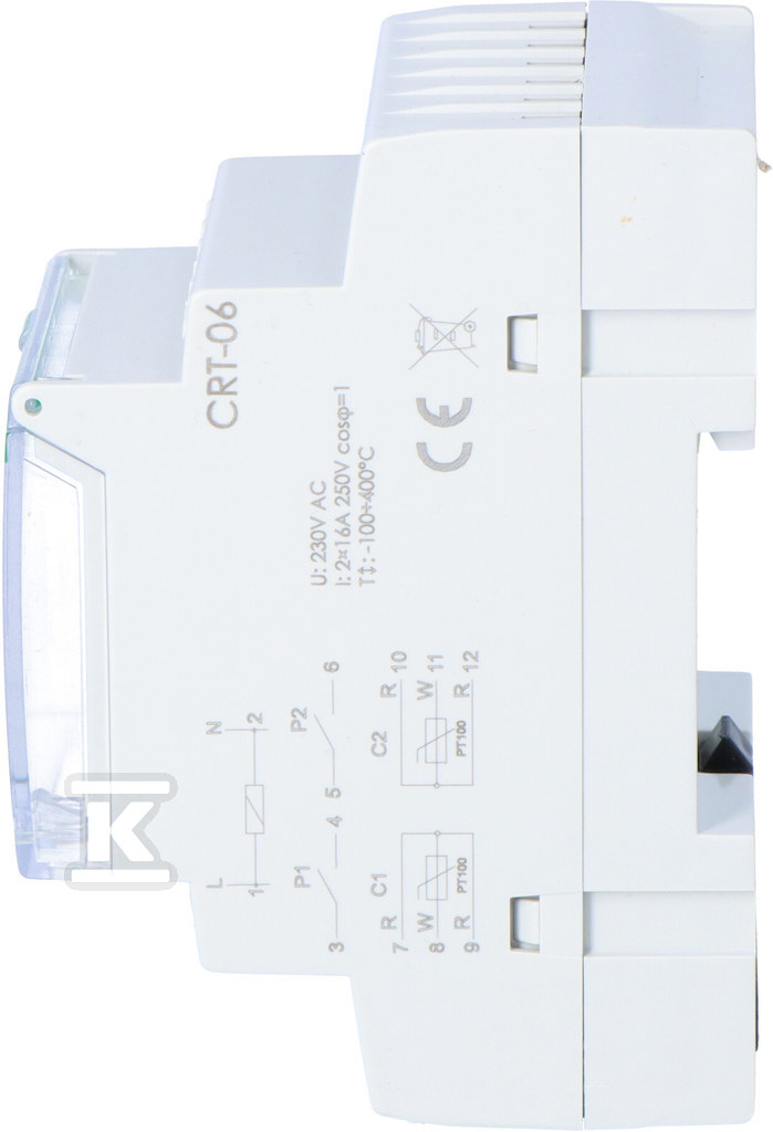 Cyfrowy regulator temperatury CRT-06 (bez sond), zakres reg. -100-400° C, I=16A, 3 moduły - obrazek 2