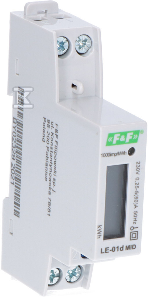 Licznik energii elektrycznej LE-01d - jednofazowy, wyświetlacz LCD, kl.1, 5(45)A LE-01D - obrazek 1