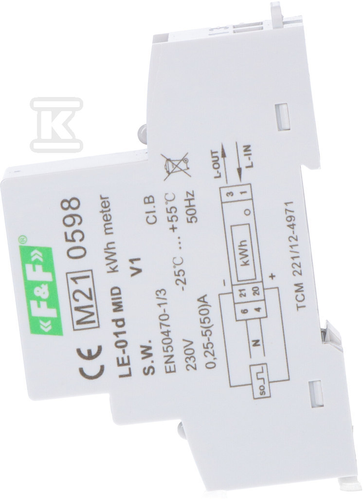 Licznik energii elektrycznej LE-01d - jednofazowy, wyświetlacz LCD, kl.1, 5(45)A LE-01D - obrazek 2