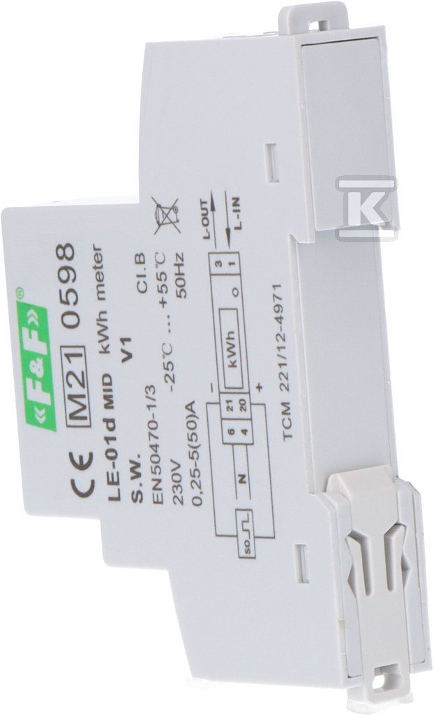 Licznik energii elektrycznej LE-01d - jednofazowy, wyświetlacz LCD, kl.1, 5(45)A LE-01D - obrazek 3