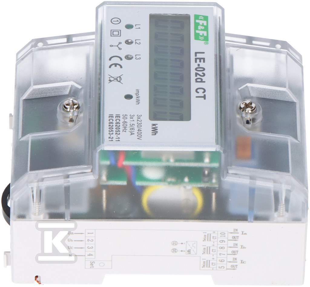 Licznik energii elektrycznej LE-02d CT - trójfazowy z programowalną przekładnią, wyświetlacz LCD, kl.1 LE-02D-CT - obrazek 2