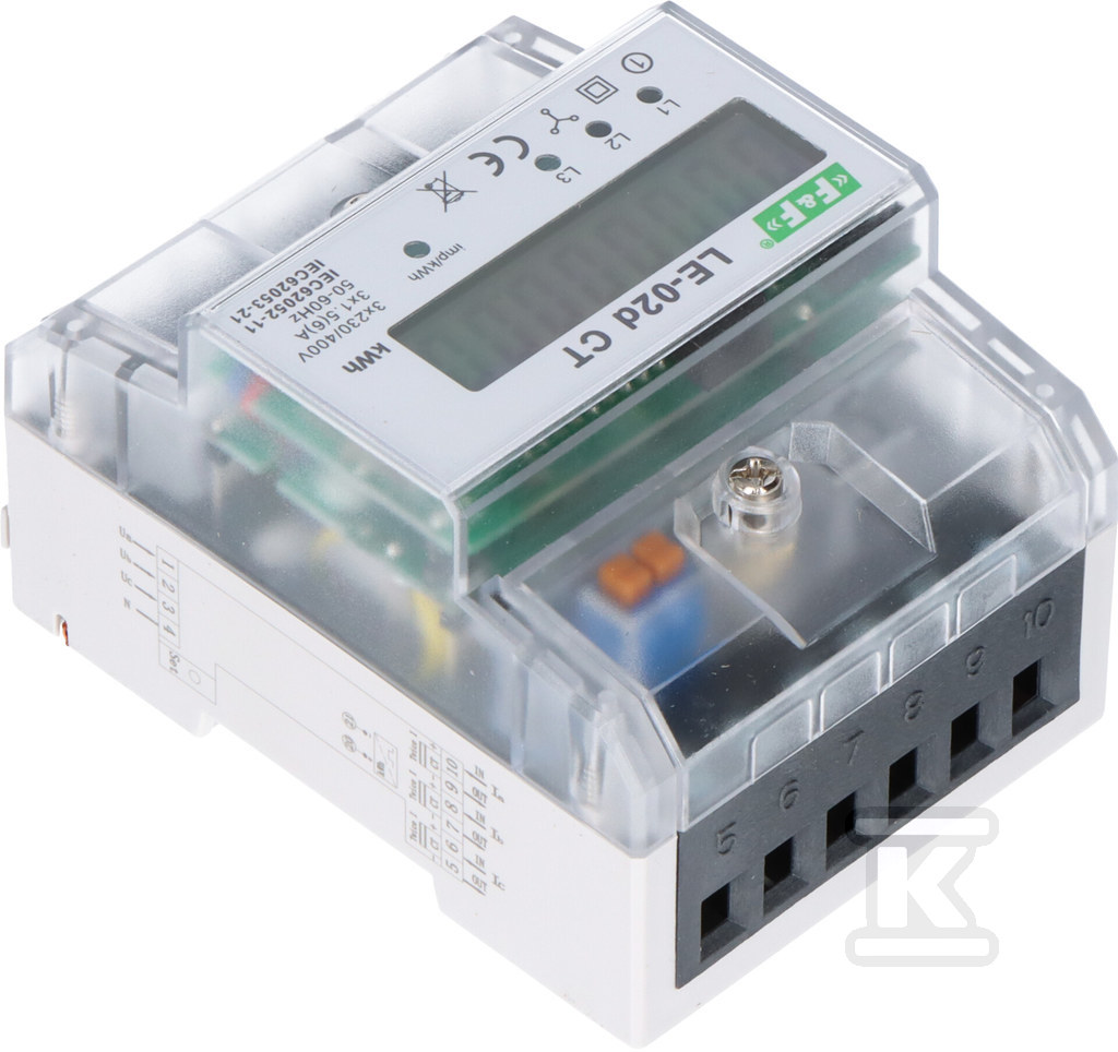 Licznik energii elektrycznej LE-02d CT - trójfazowy z programowalną przekładnią, wyświetlacz LCD, kl.1 LE-02D-CT - obrazek 3