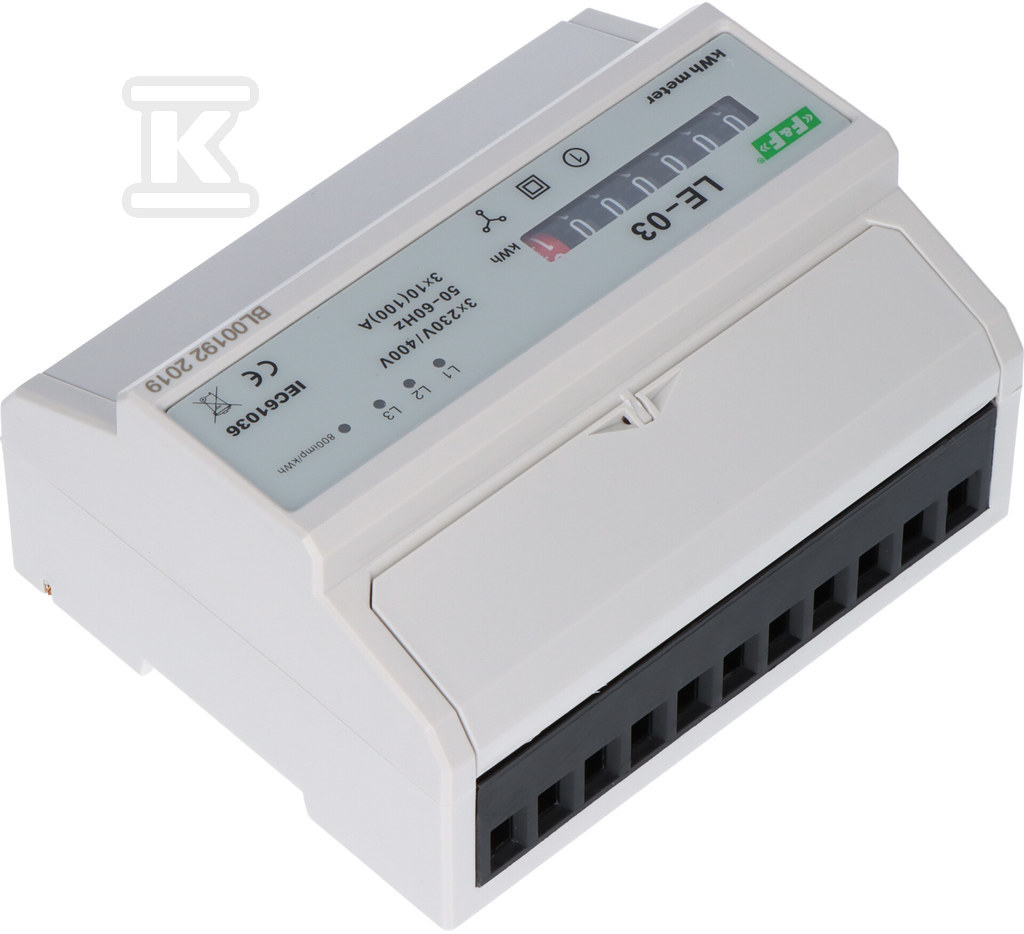 Licznik energii elektrycznej LE-03 - trójfazowy, bębnowy, kl.1, 3x230,400V, 3x10(100A) 50Hz - obrazek 3