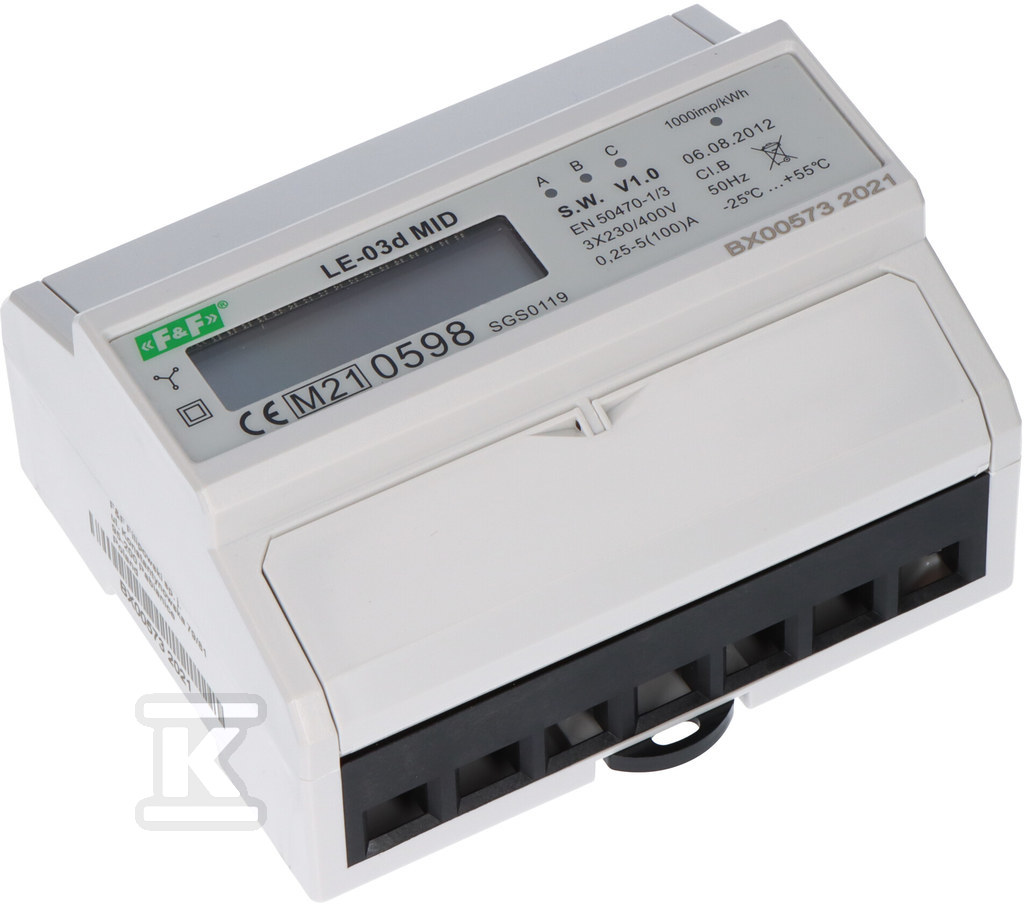 Licznik energii elektrycznej LE-03d - trójfazowy, wyświetlacz LCD, kl.1, 3x230,400V, 3x10(100A) LE-03D - obrazek 1