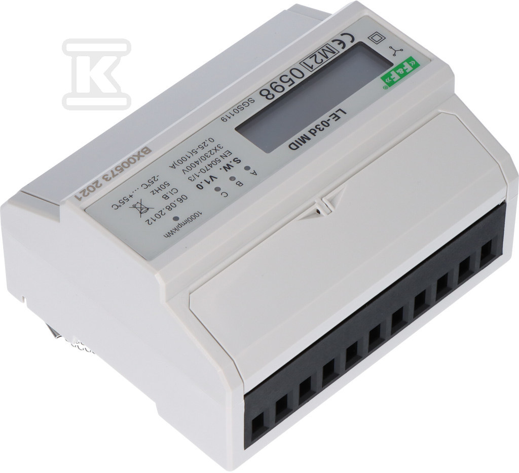 Licznik energii elektrycznej LE-03d - trójfazowy, wyświetlacz LCD, kl.1, 3x230,400V, 3x10(100A) LE-03D - obrazek 2