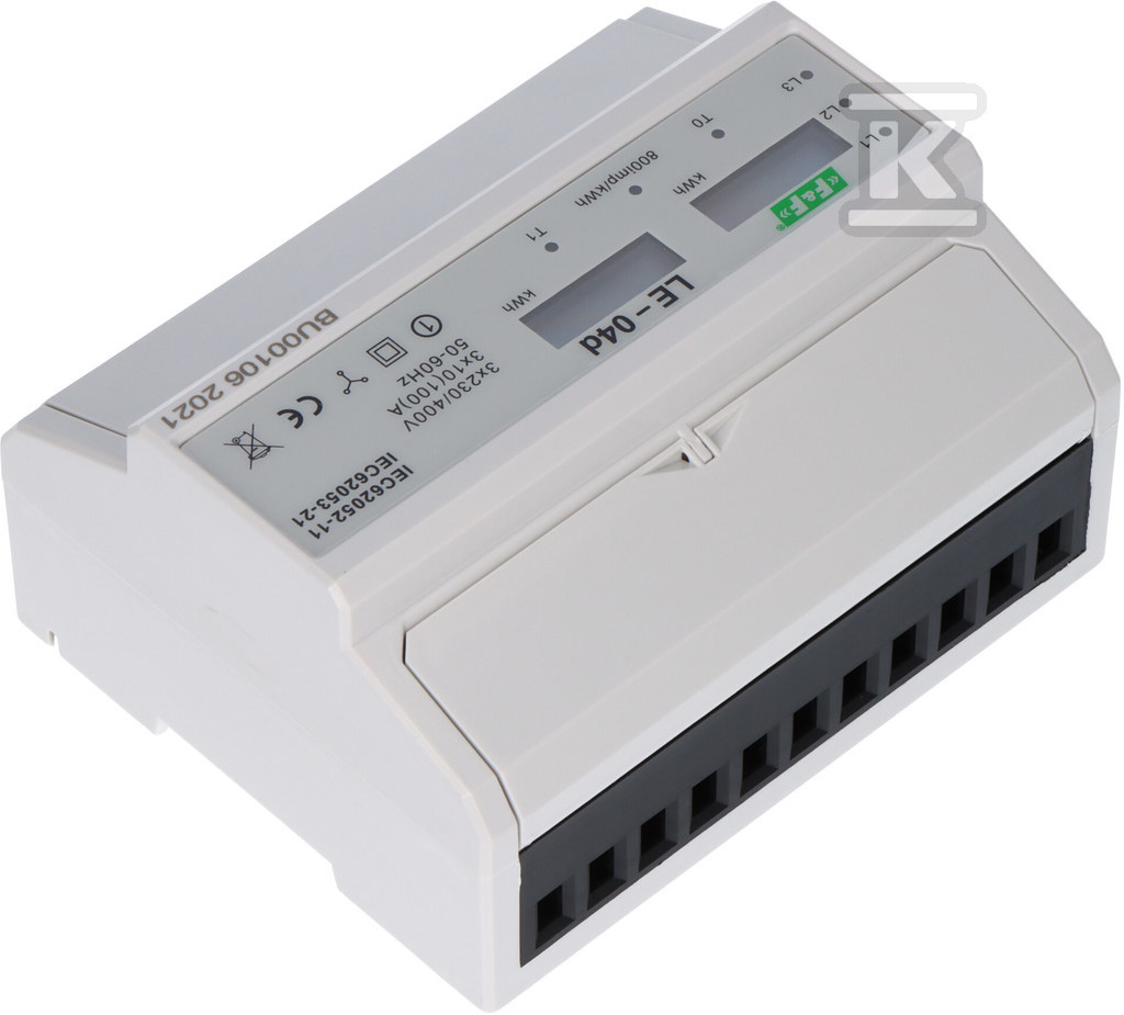 Licznik energii elektrycznej LE-04D - trójfaz., dwutaryfowy, LCD, kl.1, 3x230, 400V, 3x10(100A) LE-04 D - obrazek 2