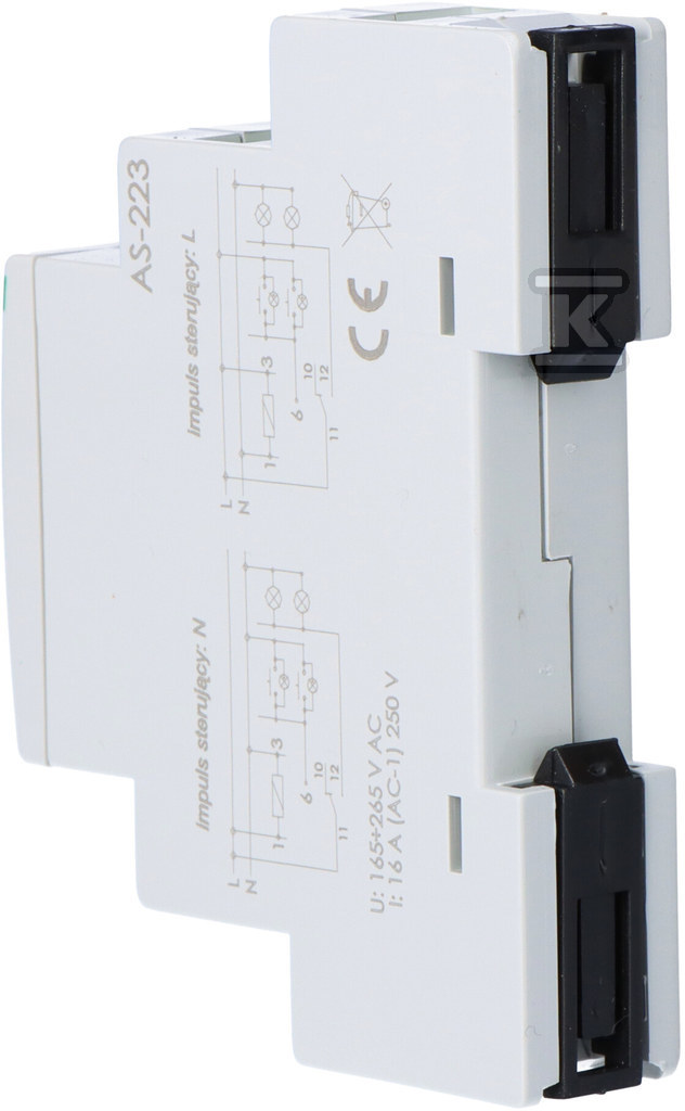 Automat schodowy AS-223 przeciwblokadą, Un=230V, I=16A, 1 moduł - obrazek 3