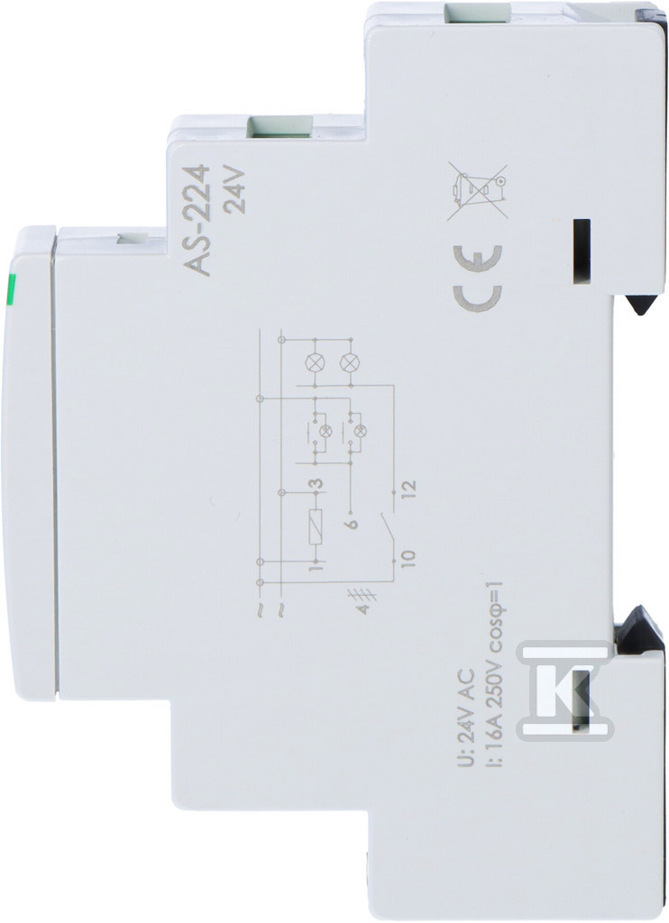 Automat schodowy AS-224 przeciwblokadą, Un=24V, I=16A, 1 moduł - obrazek 3