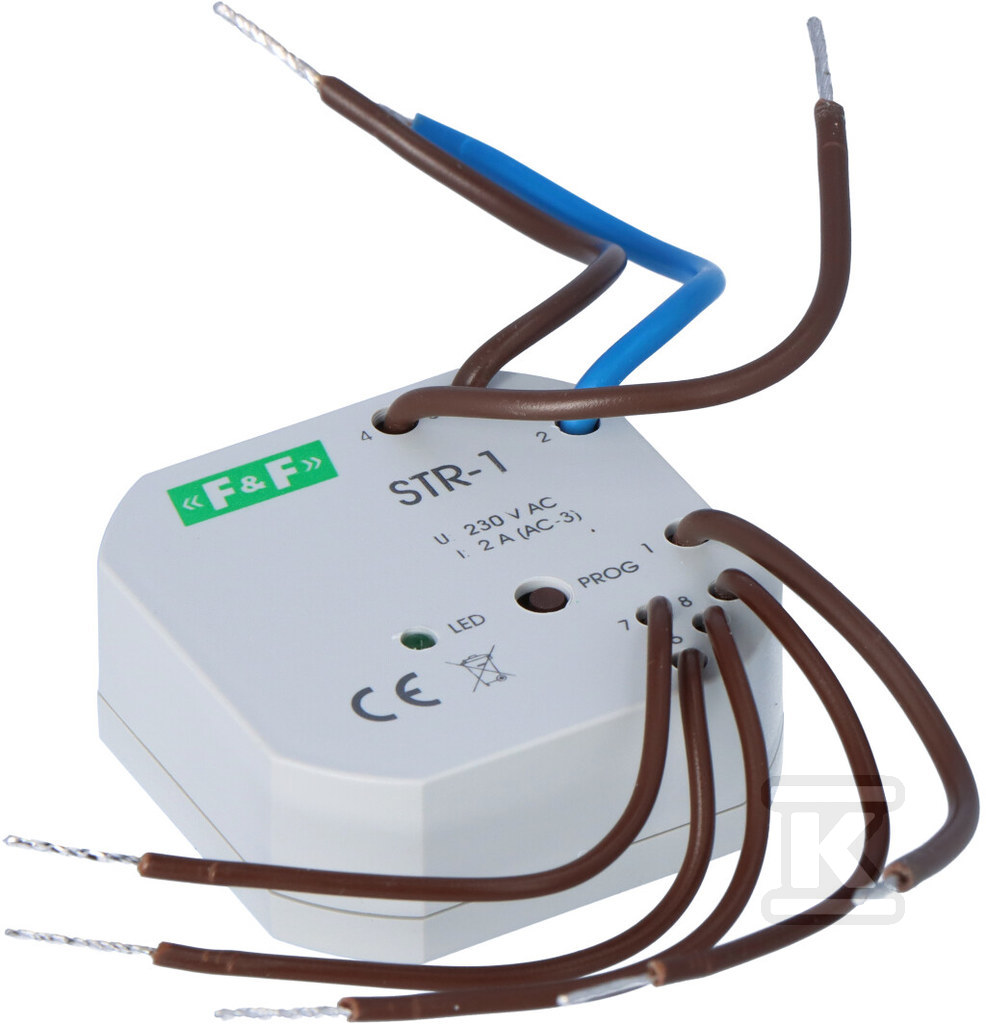 Sterownik rolet STR-1 dwuprzyciskowy, Un=230V AC, 8A, montaż w puszce podtynkowej fi 60 - obrazek 1