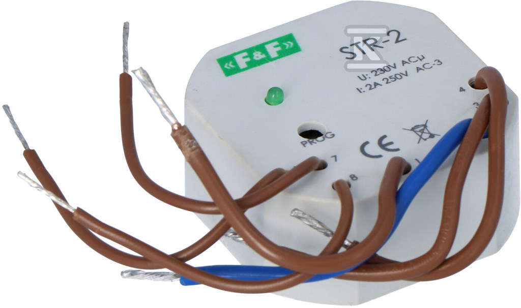 Sterownik rolet STR-2 jednoprzyciskowy, Un=230V AC, 8A, montaż w puszce podtynkowej fi 60 - obrazek 1