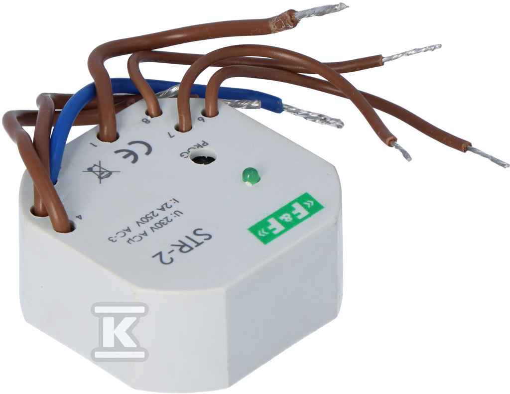 Sterownik rolet STR-2 jednoprzyciskowy, Un=230V AC, 8A, montaż w puszce podtynkowej fi 60 - obrazek 2