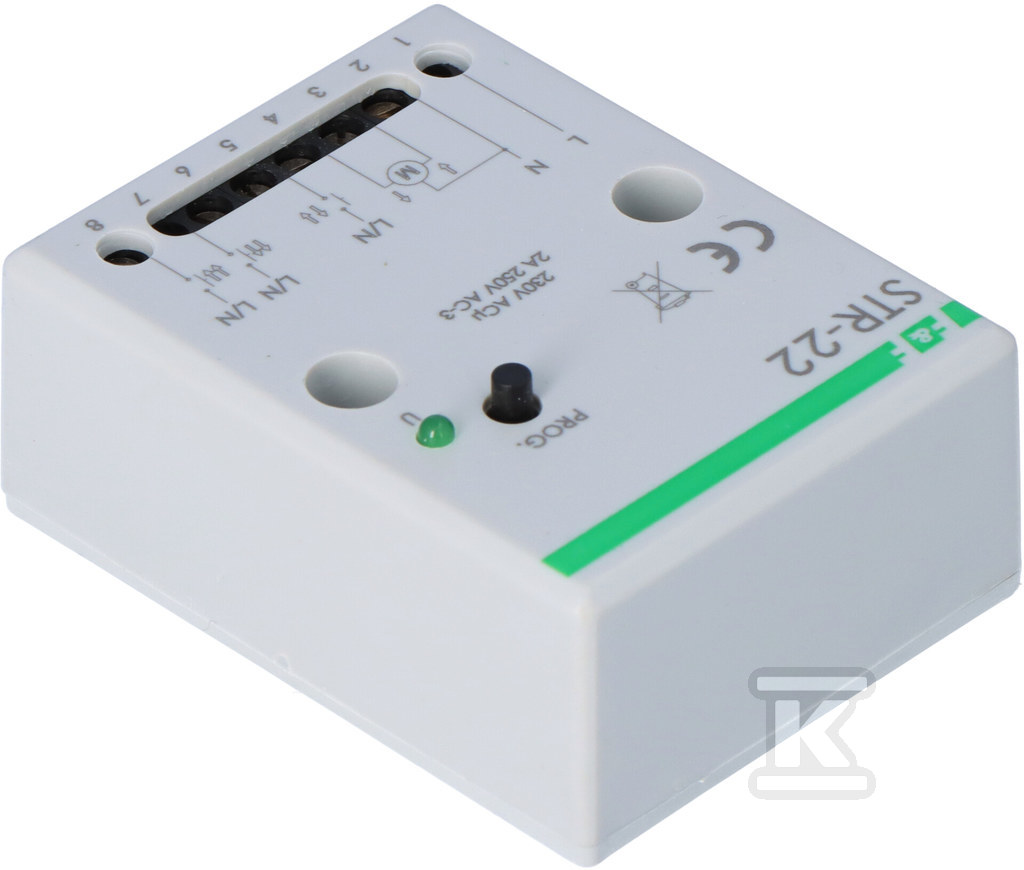 Sterownik rolet STR-22 jednoprzyciskowy, Un=24V AC, 8A, montaż natynkowy lub w kasecie rolety - obrazek 3