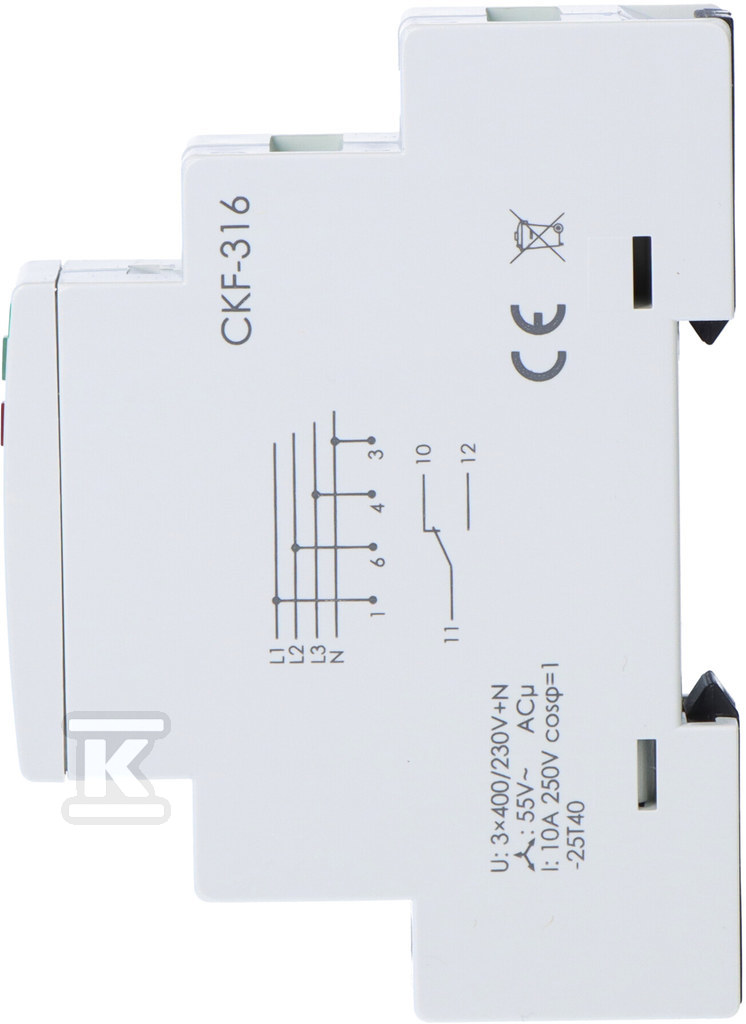 Czujnik kolejności i zaniku fazy CKF-316 styki: 1P, I=10A, 1 moduł - obrazek 2