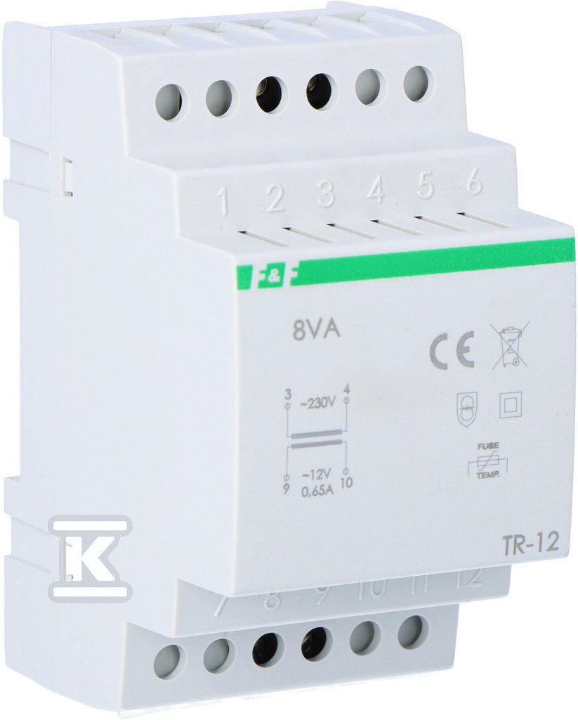 Transformator sieciowy TR-12 napięcie wyjściowe 12VA, I=0,66A, moc wyjściowa 8VA