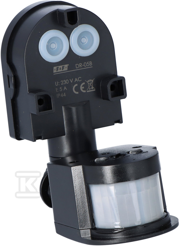 Czujnik ruchu DR-05 B podczerwony, czarny, natynkowy, 230V AC, 1000W DR-05B