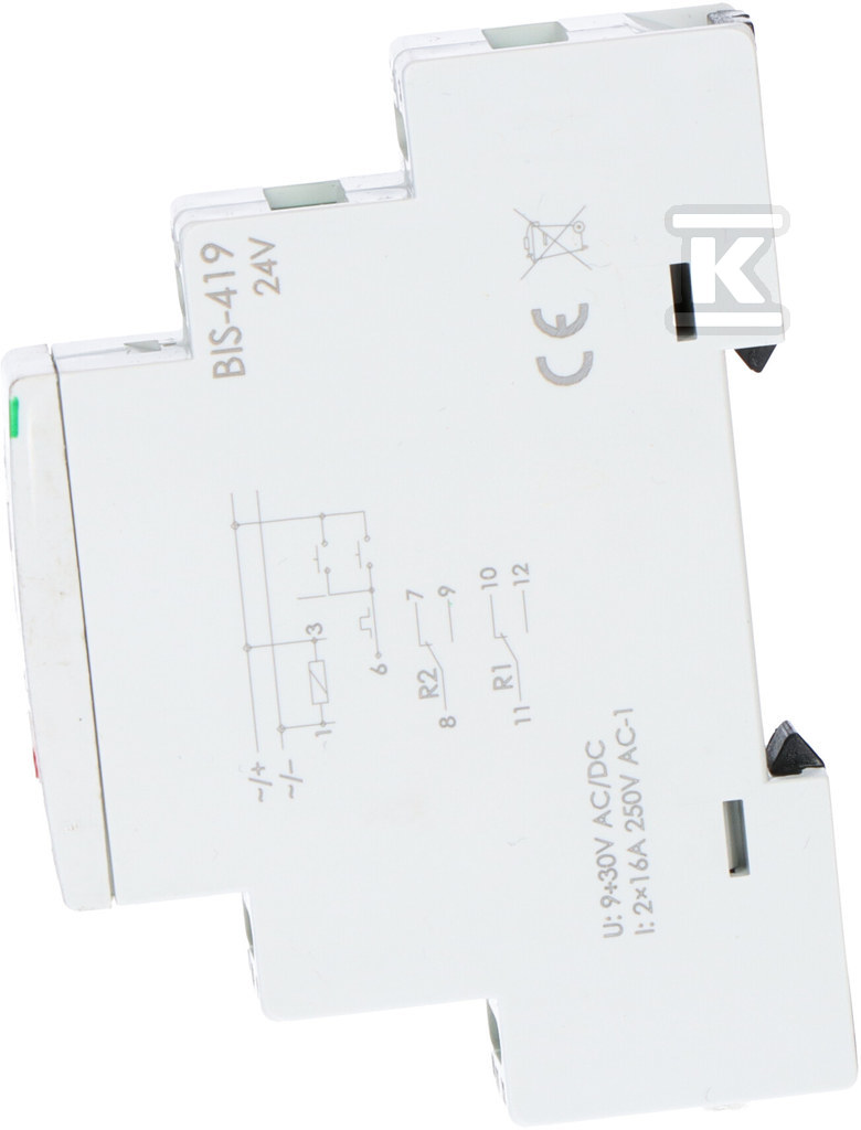 Przekaźnik bistabilny 24V, 4 funkcyjny, DIN, dwa obwody sterowania, BIS-419-24V - obrazek 3