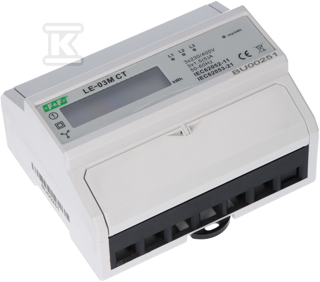 Licznik energii elektrycznej – trójfazowy z programowalną przekładnią, RS-485 MODBUS, LCD, kl.1 LE-03M-CT
