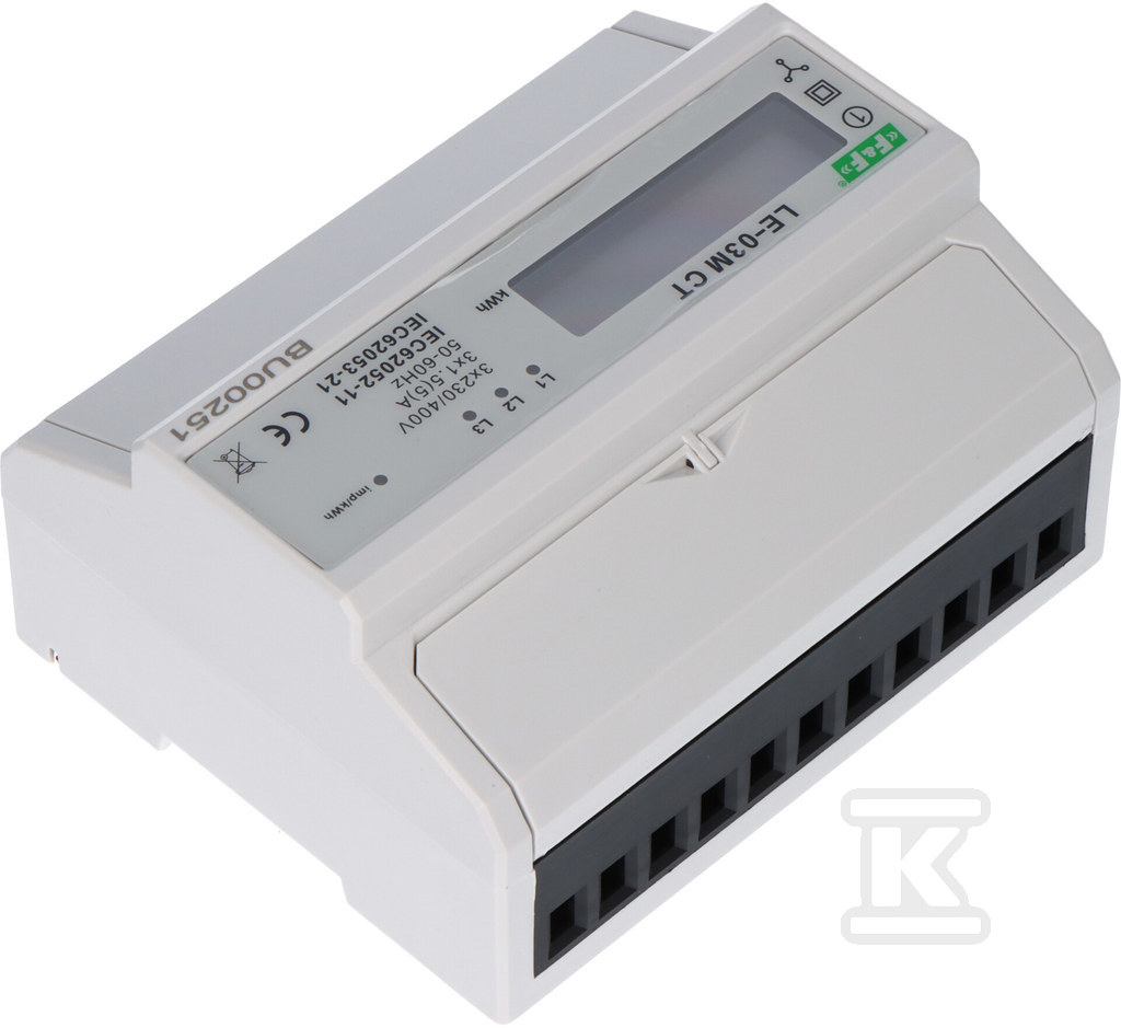 Licznik energii elektrycznej - trójfazowy z programowalną przekładnią, RS-485 MODBUS, LCD, kl.1 LE-03M-CT - obrazek 2