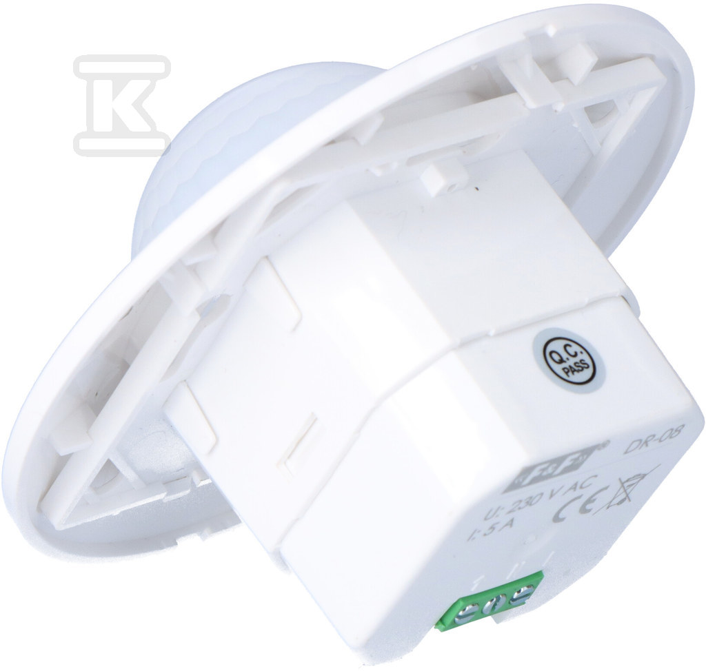 Czujnik ruchu PIR DR-08 - 360°, Un=230V AC, P=1000W, montaż sufitowy i do puszki podtynkowej FI60, biały - obrazek 2