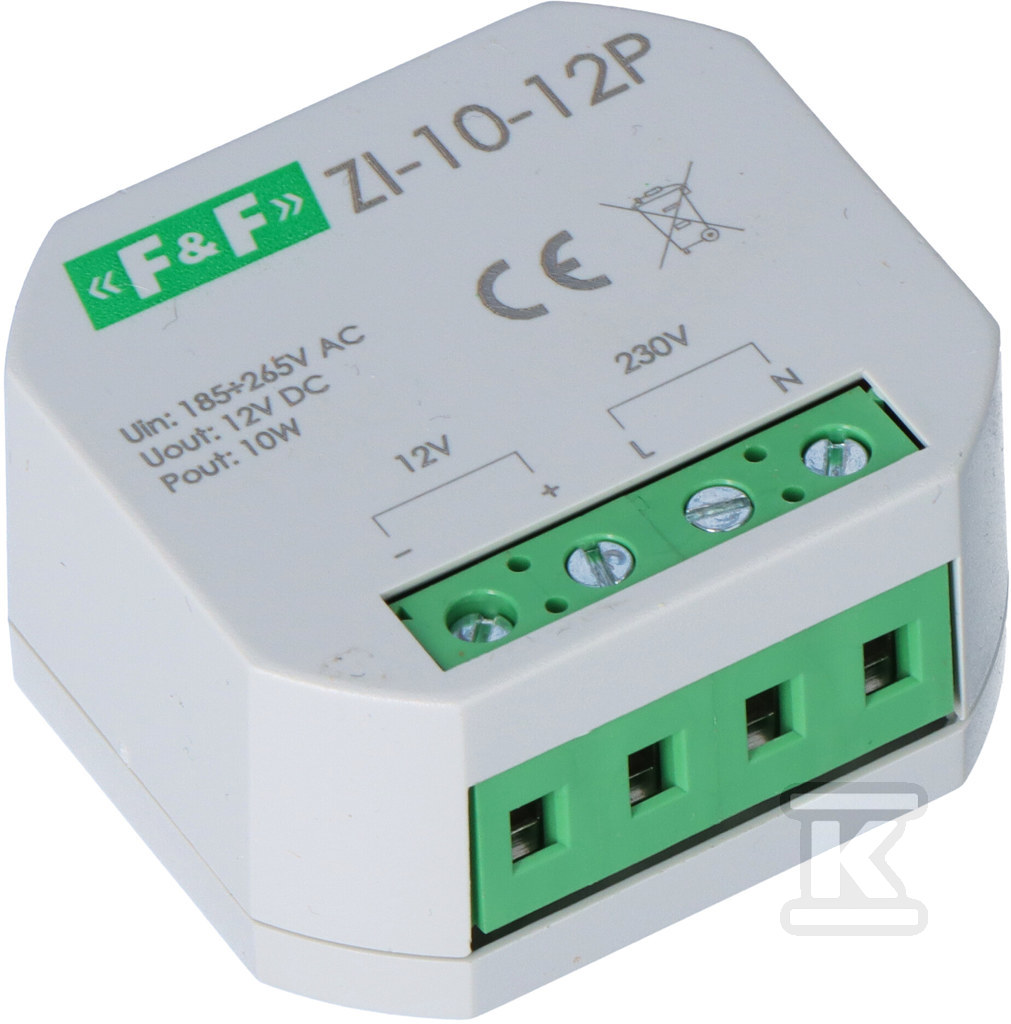 Zasilacz impulsowy do puszki 12V DC 10W ZI-10-12P - obrazek 1