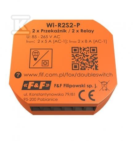Przekaźnik Wi-Fi 2 kanałowy 230V DOUBLE SWITCH FOX WI-R2S2-P - obrazek 3