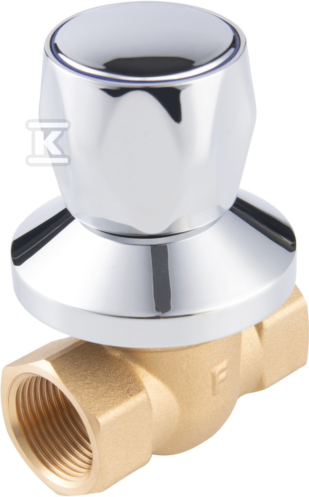 Zawór kulowy podtynkowy, nakrętno-nakrętny z pokrętłem i rozetą, 3/4 cala, F-Power KFP2P - obrazek 1
