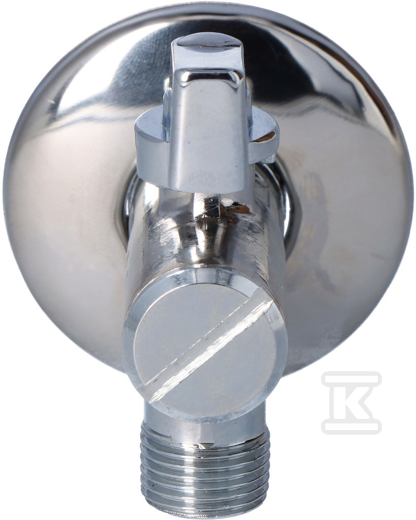 Zawór kulowy kątowy 1/2"x3/8" z rozetą i filtrem, uchwyt metalowy Z1238KF - obrazek 2