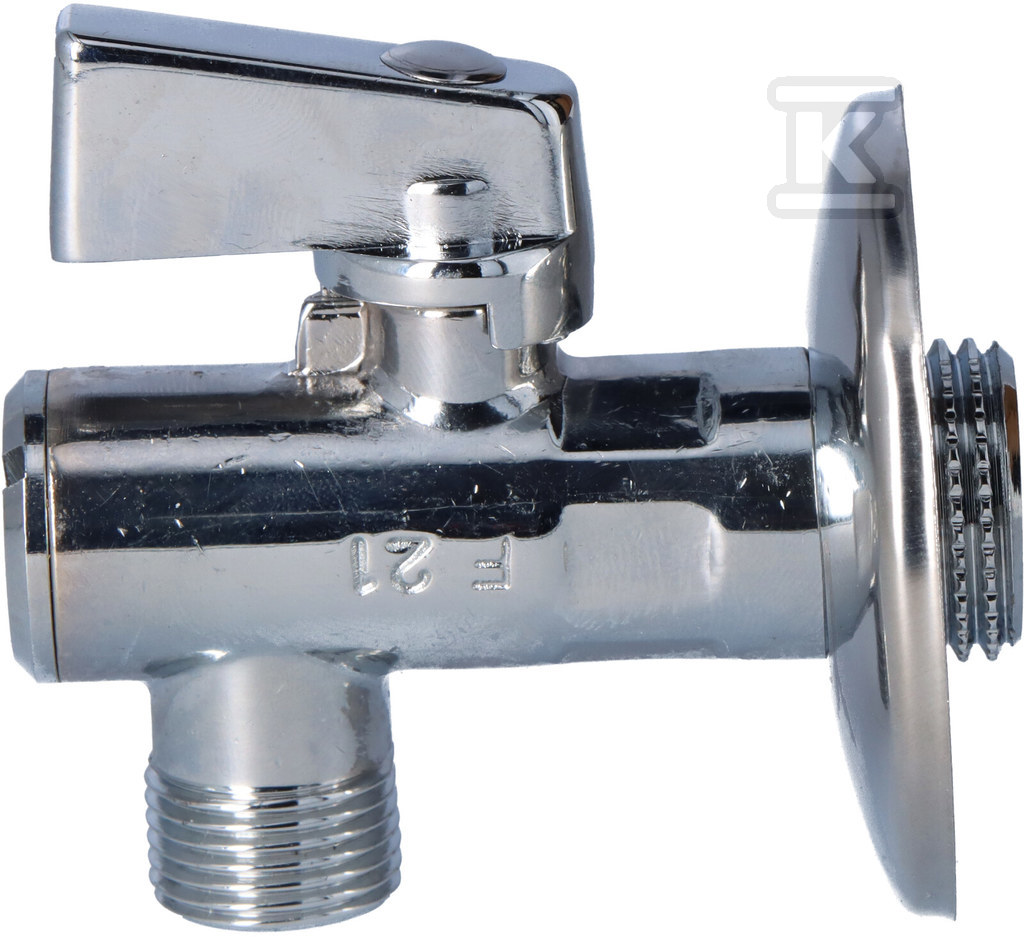 Zawór kulowy kątowy 1/2"x3/8" z rozetą i filtrem, uchwyt metalowy Z1238KF - obrazek 3