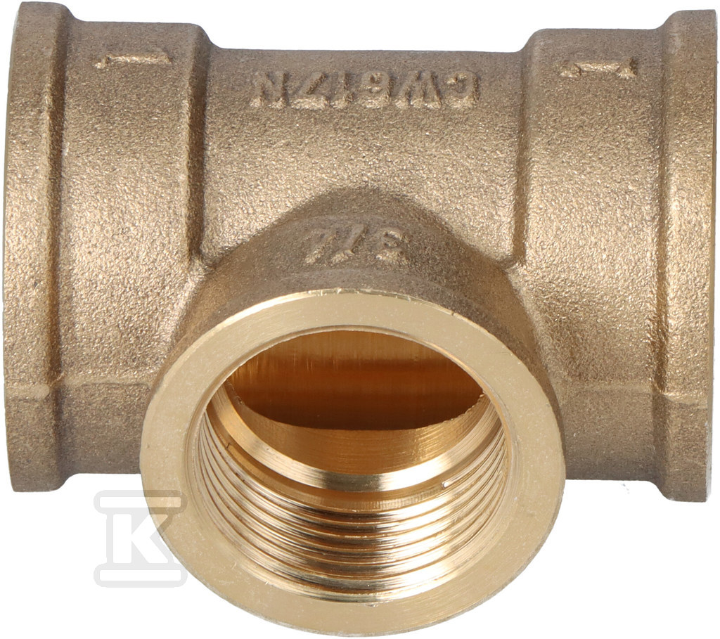 Trójnik redukcyjny mosiężny 1"x3/4"x1" żółty T10Z - obrazek 2