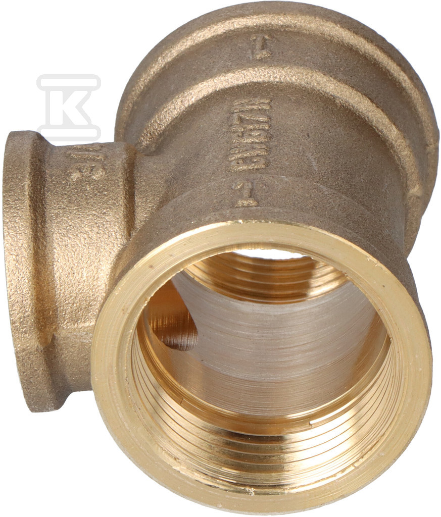 Trójnik redukcyjny mosiężny 1"x3/4"x1" żółty T10Z - obrazek 3