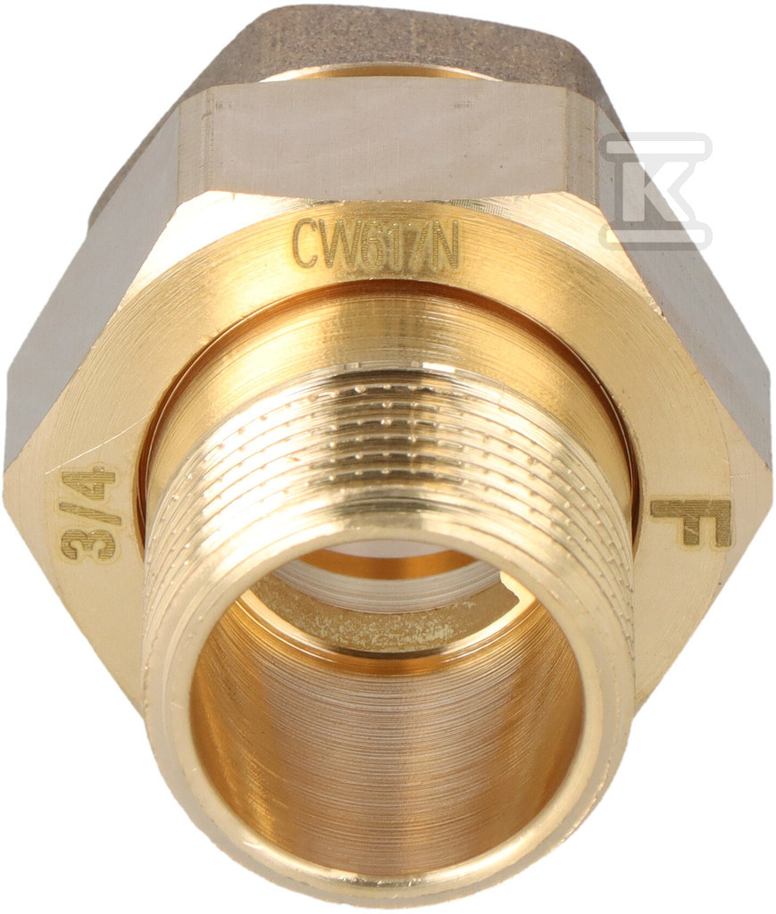 Śrubunek mosiężny 3/4" prosty z oringiem SGU3 - obrazek 2