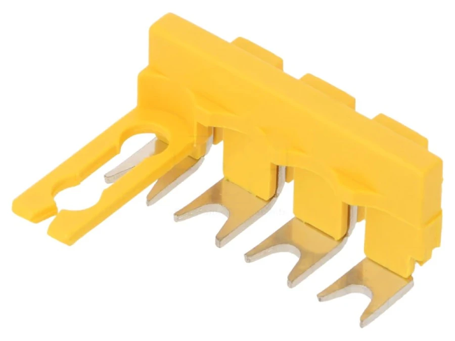 Mostek wtykowy SNK tory 4 żółty Szer 8mm Wys 24,6mm Entrelec 1SNK900654R0000 (SC‑JB8‑4) - obrazek 1
