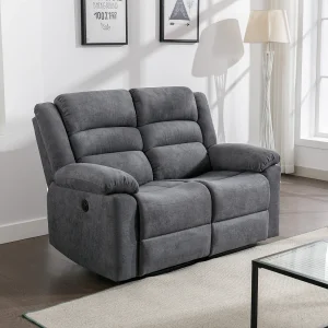 Kanapa 2-osobowa z elektryczną funkcją relax z szarą tapicerką – BUROLO 576795 Kanapa 2-osobowa z elektryczną funkcją relax z szarą tapicerką – BUROLO 576795