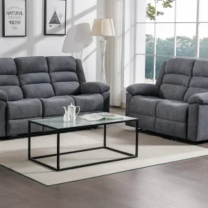 Kanapa 3 osobowa i 2 osobowa z funkcją relax elektryczna z szarą tapicerką – BUROLO 1288305 Kanapa 3 osobowa i 2 osobowa z funkcją relax elektryczna z szarą tapicerką – BUROLO 1288305
