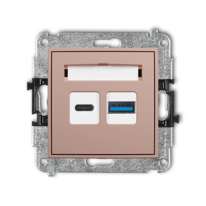 MINI Mechanizm ładowarki USB podwójnej USB C + USB A, 30W max. łososiowy 62MCUSB‑10 - obrazek 1