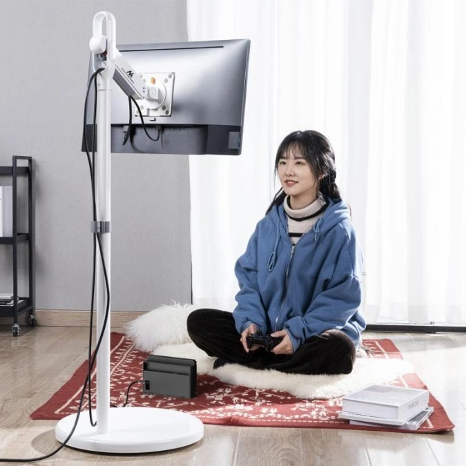 Mobilny stojak podłogowy na monitor/TV Maclean, sprężyna gazowa, 17‑35, 2‑10kg, biały, MC‑970W - obrazek 2