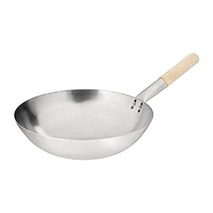 Vogue K299 łagodna stalowa wok okrągła podstawa 35 cm smażenie żywności komercyjne gotowanie, srebrny Vogue K299 łagodna stalowa wok okrągła podstawa 35 cm smażenie żywności komercyjne gotowanie, srebrny