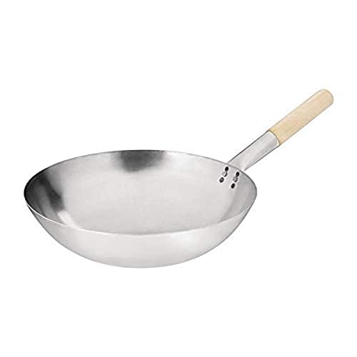 Vogue K299 łagodna stalowa wok okrągła podstawa 35 cm smażenie żywności komercyjne gotowanie, srebrny