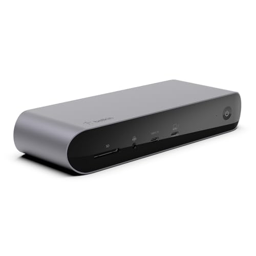 Belkin Thunderbolt 4 Dock Pro, odpowiedni dla 1 monitora (8K @ 60Hz) lub 2 monitorów (4K), porty 4, HDMI, 90W PD, wejście/wyjście audio, w tym MacBook Pro i XPS, Szary - obrazek 1