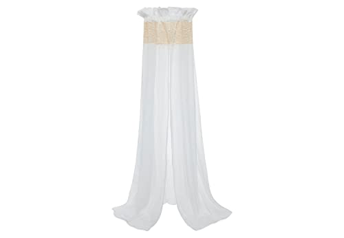 Jollein baldachim do łóżeczka dziecięcego w stylu vintage Boho Lace Ivory wysokość 155 cm z wkładką koronkową pokoju kolor kości słoniowej, kremowo biały