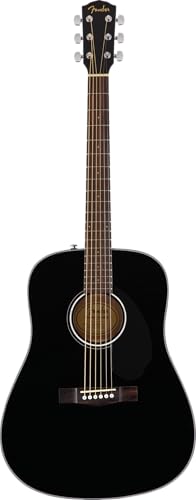 Fender Gitara akustyczna CD 60S Dreadnought, podstrunnica orzechowa, czarna, w zestawie bezpłatne lekcje wirtualne Fender Gitara akustyczna CD 60S Dreadnought, podstrunnica orzechowa, czarna, w zestawie bezpłatne lekcje wirtualne