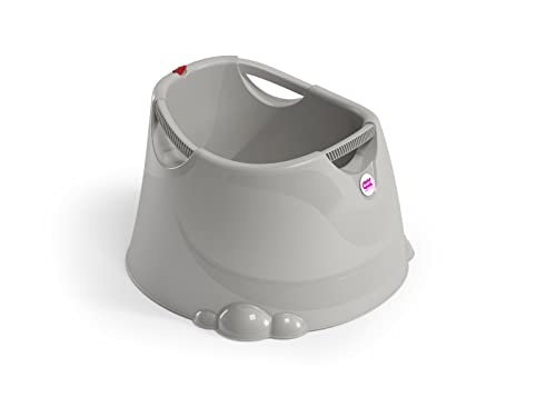OKBABY Oplà Baby Bath Pionowa i kompaktowa Ergonomiczne wbudowane podparcie Wygodne uchwyty do noszenia Higieniczne łatwe czyszczenia małych łazienek, wewnątrz na zewnątrz, szary