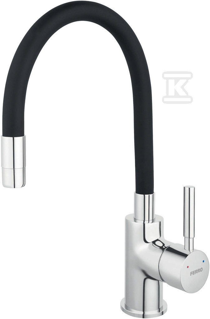 Bateria zlewozmywakowa ZUMBA LB - elastyczna, czarna wylewka, chrom BZA4B-LB - obrazek 1